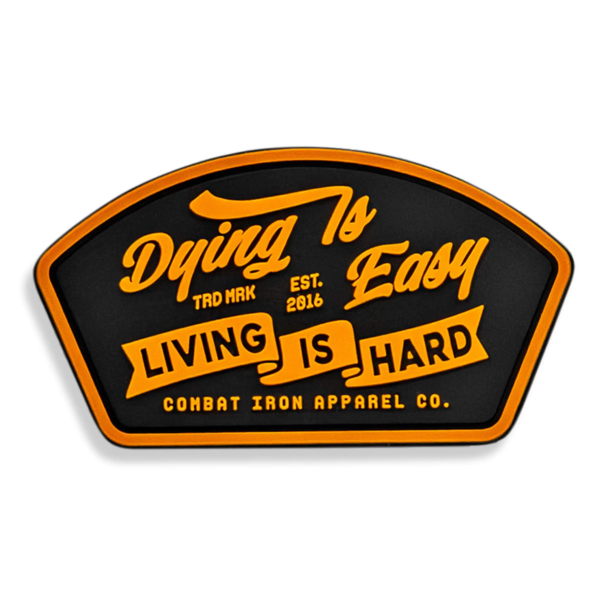 Combat Iron Apparel Co. Iconic Quote Graphic Stick-On PVC Patch - 3x1.75" Size, PVC Durability, Bold Text, Everyday Automotive & Motorcycle Accessories Car Interior Decoration Accessory