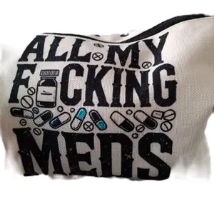 All My Fucking Meds Organiser Bag - Fun Design with Medication Icons for Medication Storage and Organization