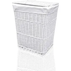 Wicker Cloth Laundry Basket with White Lining, Medium