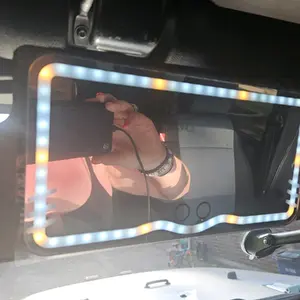 Car Sun Visor Vanity Mirror With 3 Lighting Modes Clip-On Rearview Sunshade Makeup Mirror 8 Hours Of Use After One Charge