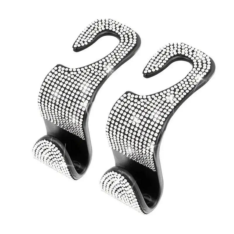 2pcs Rhinestone Decor Car Seat Back Hook, Portable Car Seat Back Storage Hook, Car Interior Accessories