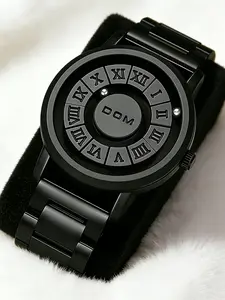 Men's Punk Style Magnetic Stainless Steel Strap Casual Water Resistant Round Dial Quartz Watch, Casual Trendy Analog Watch, Fashionable Watch for Daily & Party As Gift, Trendy Wristwatch