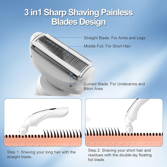 Bikini Trimmer for Women, Electric Shaver and Razor Rechargeable 2-in-1 Body and Facial Epilator, Dual Heads for Painless Trimming of Pubic Hair, Face, Underarms and Legs, Waterproof #springtok