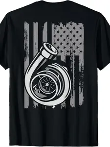 Vintage style American flag turbo tuner car fan racing drift t-shirt 100 cotton round collar short-sleeved-machine-washable local warehouse delivery men's T-shirt Christian theme shirt rock T-shirt men's clothing clearance sale