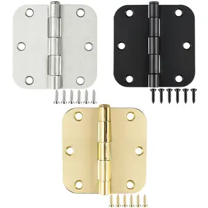 18 Pack Rounded Door Hinges 3.5 Inch Flat Iron Bifold Easy Installation Standard Hinge No Squeak,Bedroom Indoor for Doors Hardware Controls