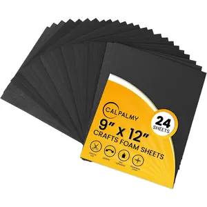 24 Ct Sheets Black EVA Cosplay Foam in 9” x 12’’ Sheets; High Density Thick Foam 85 kg/m³, 2mm (1/12”); Great for Costumes, Props, Armor, Masks, Arts and Crafts Projects