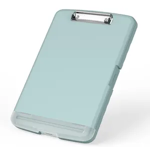 Plastic Clipboard with Storage, 8.5 x 11 High Capacity Folio  Case with Pen Holder, Size 14.2 x 9.6 x 1.2 Folder Side-Opening for Classroom, Teacher, Smooth Writing, Dark Green