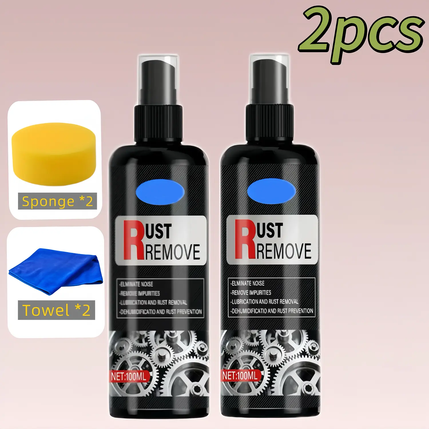 1/2PCS Rust Remover Spray, Heavy Duty Rust Cleaner for Tools, Cars, Bikes & Metal Surfaces, Rust Removal Solution