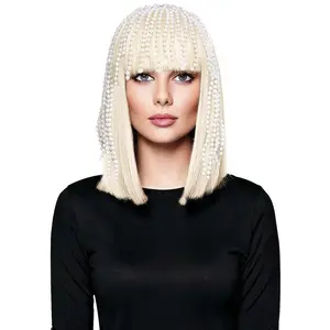 Women's White Pearl Costume Wig