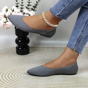 Women's Solid Color Pointed Toe Ballet Flats Comfortable Lightweight Breathable Slip On Casual Footwear Female All-match Shoes for Work Office Daily Wear DB