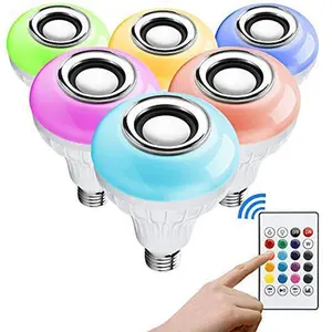 AC 85-265V 12W E27 LED Light Bulb with Bluetooth Speaker Music Remote Control Color Changing RGB Lamp for Bedroom Party Decor