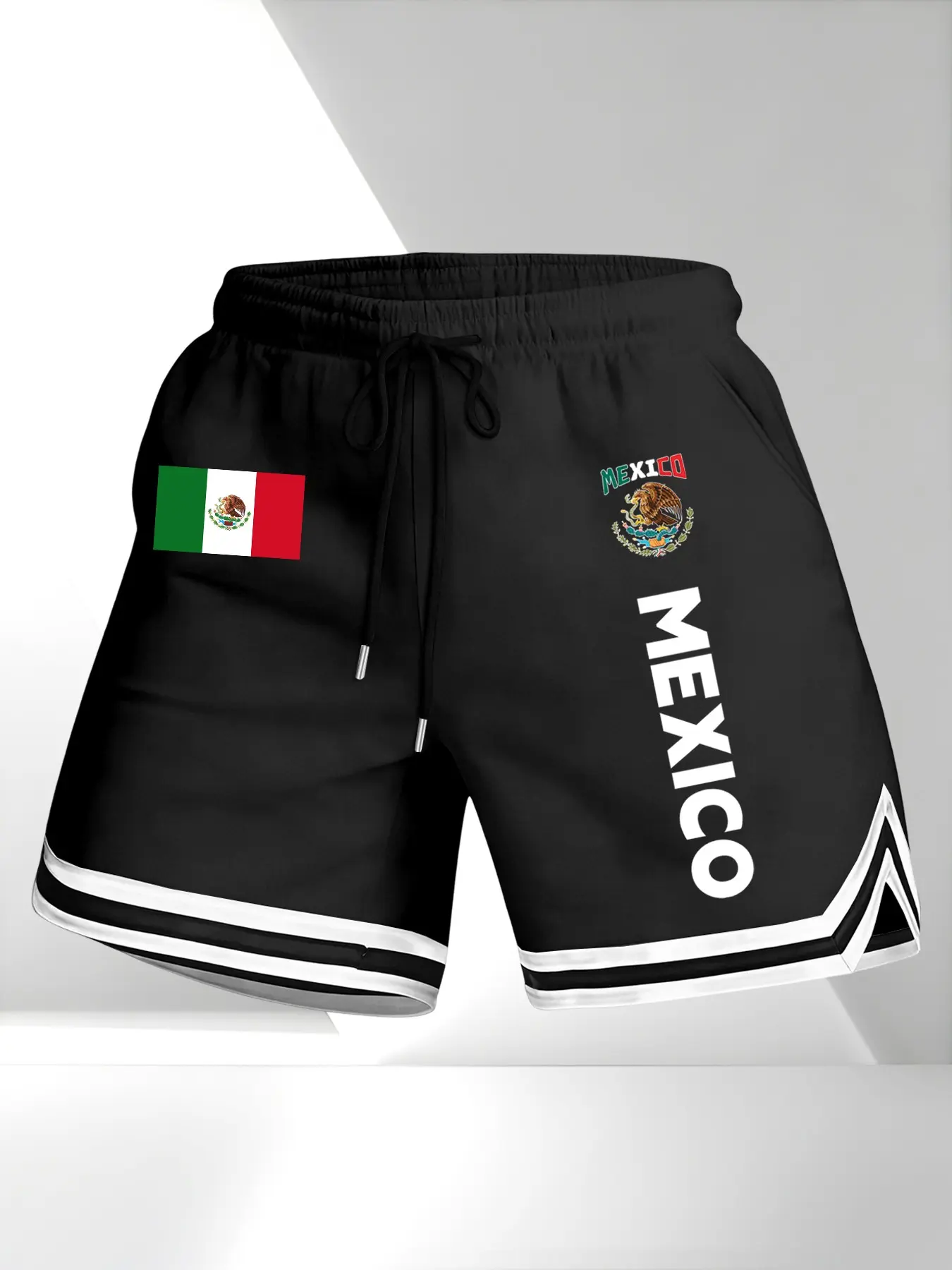 Men's Loose Basketball Shorts, Athletic Shorts, Graphic Shorts, Mexican Theme Print, Drawstring Waist, Pocket Design, Shorts With Pocket, Lightweight Summer Shorts, Summer Comfort, Casual Wear, School & Daily Activities