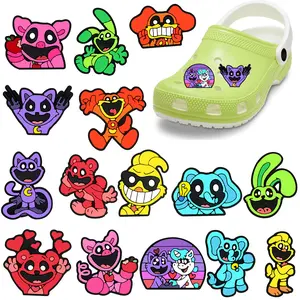 Cartoon Laughing Animals Croc Shoe Charms for Kids Boys Girls Women Men PVC Wristband Sandals Clog Accessories Party Favor with Dragon and Character Designs