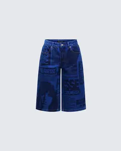 Electra Blue Denim Printed Jorts
