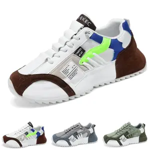 Men's Lace Up Slip On Loafers Shoes Round Toe Stitching Casual Mesh Breathable Low Top Comfortable Fashion Sneakers Outdoor Walking Shoes for Men