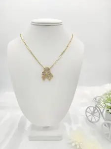 14k gold plated Cuban link chain with boy and girl charm.(20")   (44)