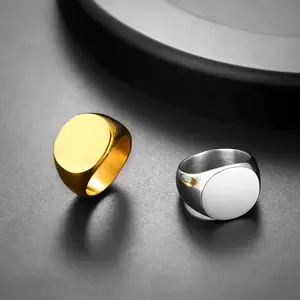 Simple Polishing Circular Seal Ring Declaration Ring Stainless Steel