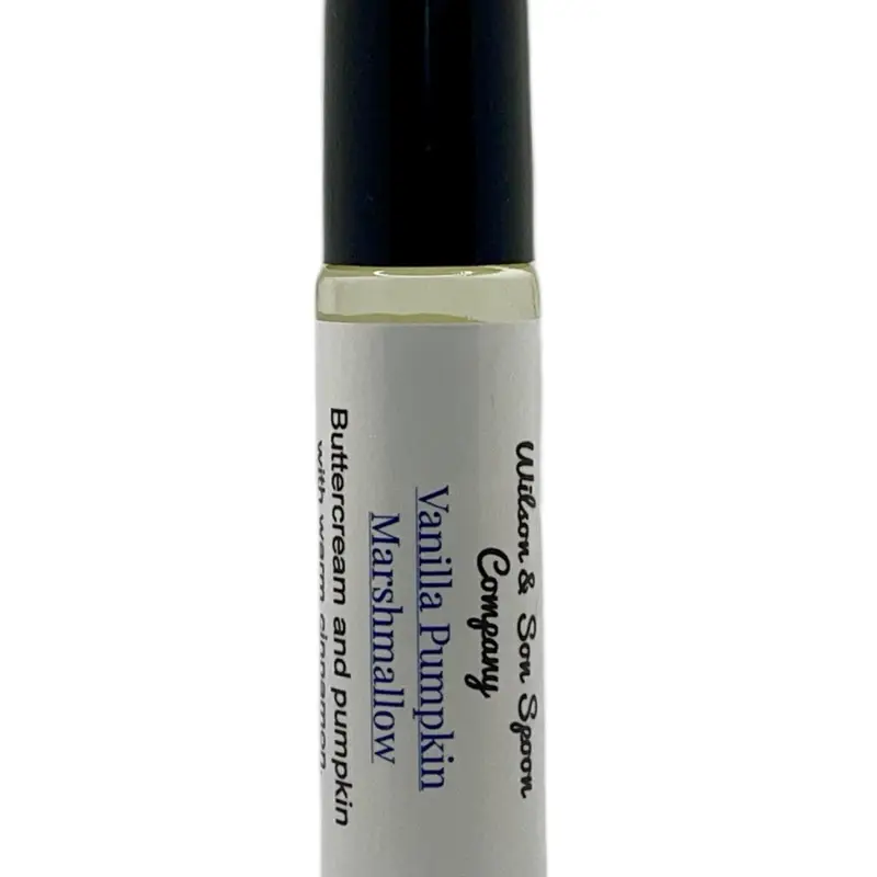 Vanilla Pumpkin Marshmallow Roll-On Oil, Sweet and Warm Scent for On-the-Go Touch-Ups, 10mL Glass Bottle