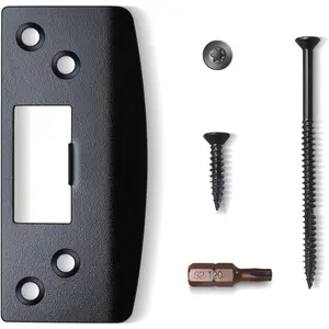 Extra Large Heavy Duty Door Strike Plate, Oversized Reinforced Latch Guide Plate with Large Hole, Fix Door Won't Latch, Cover Worn Jamb Slot, Matte Black, 1 Pack
