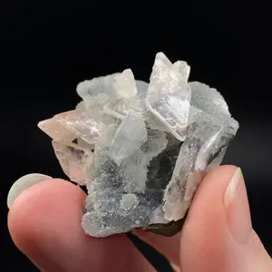 Gemmy Pale Pink Heulandite Fans with Chalcedony in Trimmed Basalt Matrix