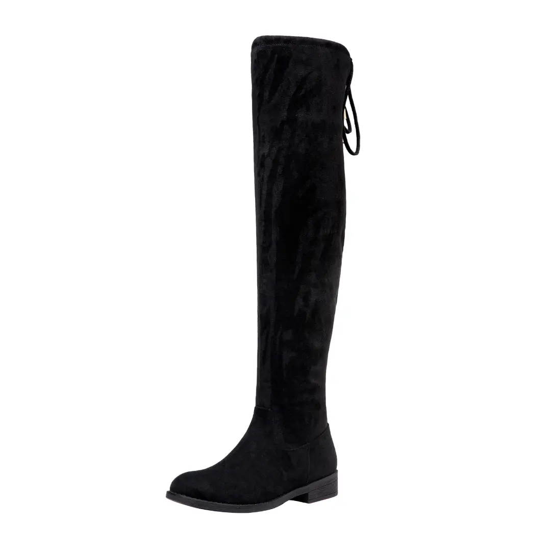 VEPOSE Women's Over-the-Knee Boots, Soft Synthetic Suede Thigh High Fashion Footwear with a Low Flat Heel & Side Zipper, Shoes