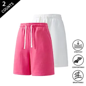 2-Pack Men’s Casual Sweat Shorts, Elastic Drawstring Waist, Comfortable Loose Fit Lounge & Streetwear Shorts for Everyday Wear