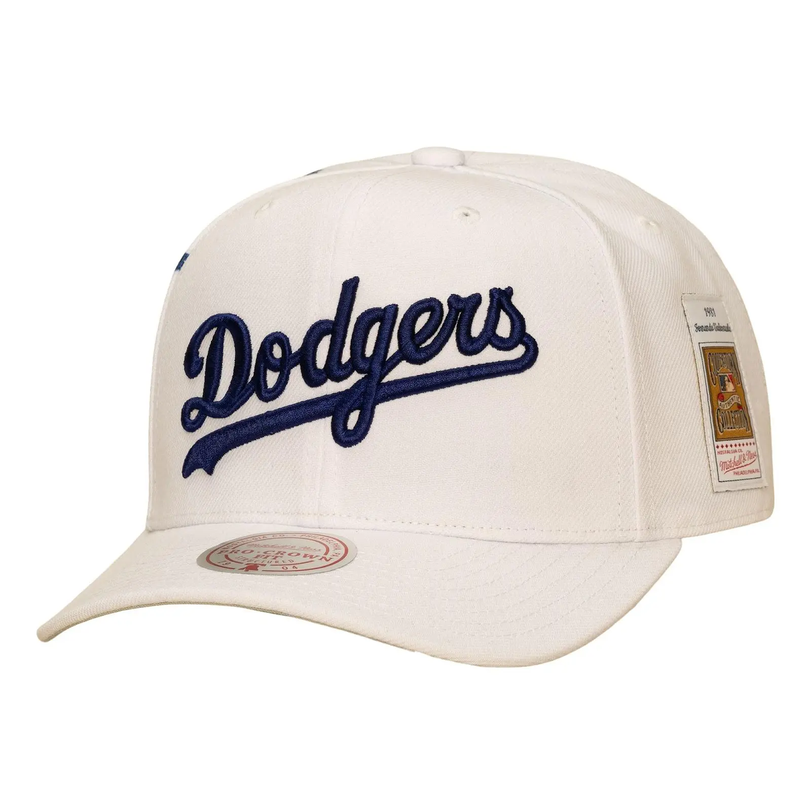 Fernando Valenzuela Los Angeles Dodgers 1981 Cream Cooperstown Jersey Cut Pro Crown Snapback Hat MLB Throwback Cap Adjustable Fan Gear Mitchell & Ness