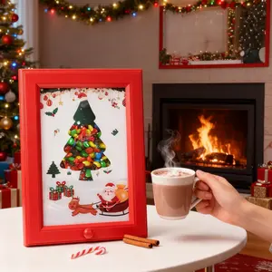 Christmas Wall-Mounted Square Picture Frame with Santa Claus and Christmas Tree Gumball Machine Dispenser - Hanging Holiday Decoration for Candy, Nuts, and Pet Treats | Easy-to-Dispense Design | Perfect 2026 Christmas Gift and Home Decor