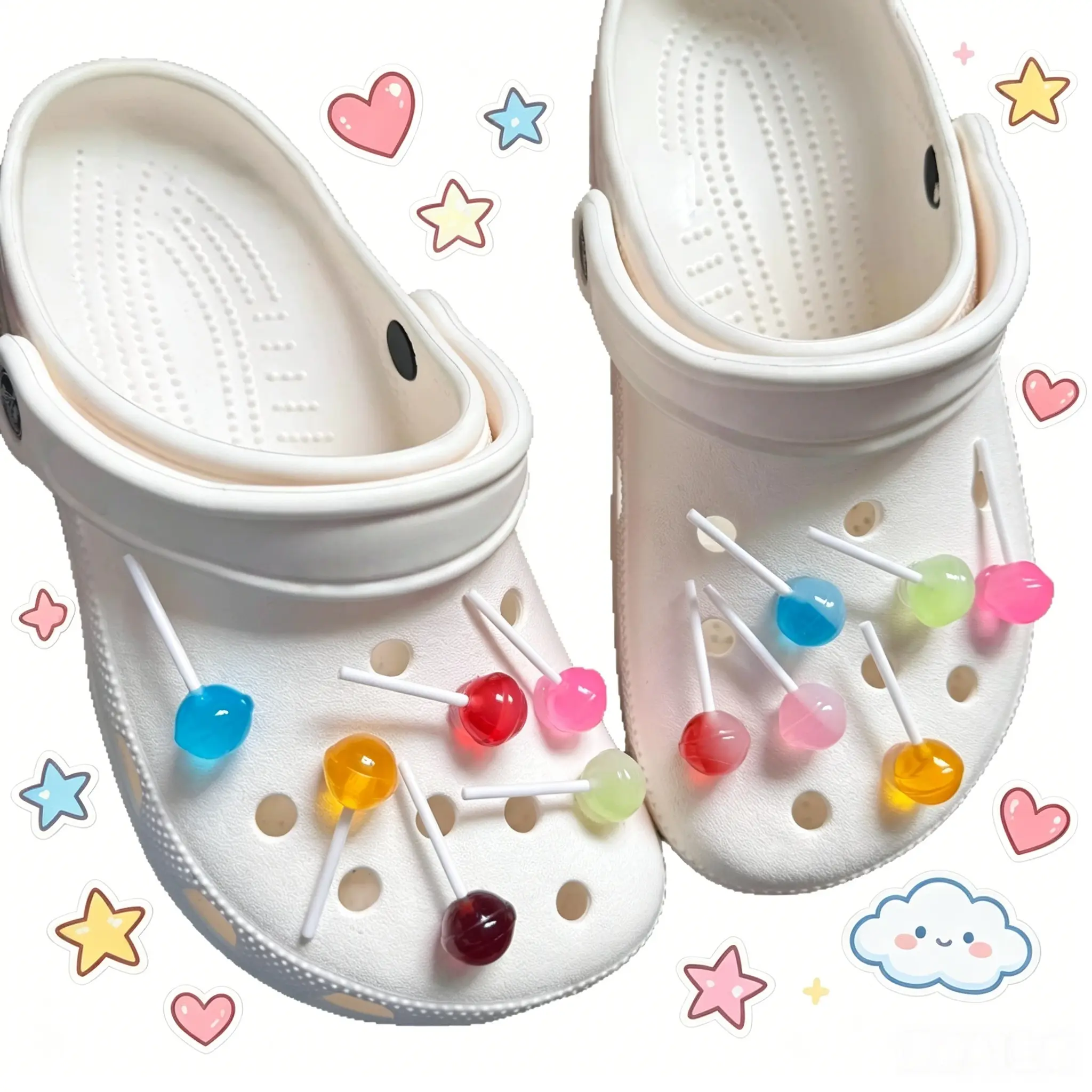 Cute 3D Realistic Lollipop Candy Shoe Charms Detachable DIY Decor Fit Crocs Clogs Sweet Party Fashion Accessories