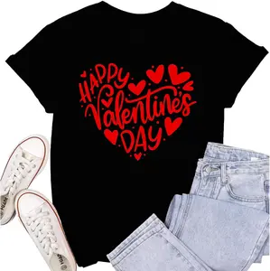 [100% Cotton]Womens Valentines Day T-Shirt Romantic Love Heart T-Shirt Valentine Tee Tops