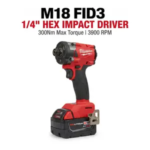 Milwaukee M18 FID3 1/4″ Hex High-Torque impact wrench Driver: 4400IPM Impact Rate for Lag Bolts