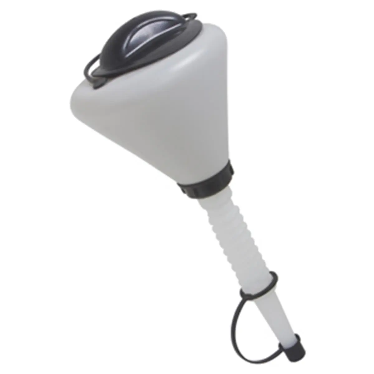 212 MAIN Transparent Fluid Transfer Funnel for Cycling Hard-to-Reach Tasks, 1.6 Qt Capacity Translucent Polypropylene with Lid, Spout Cap & Removable 9-in Narrow Flexible Spout, Removable Spout