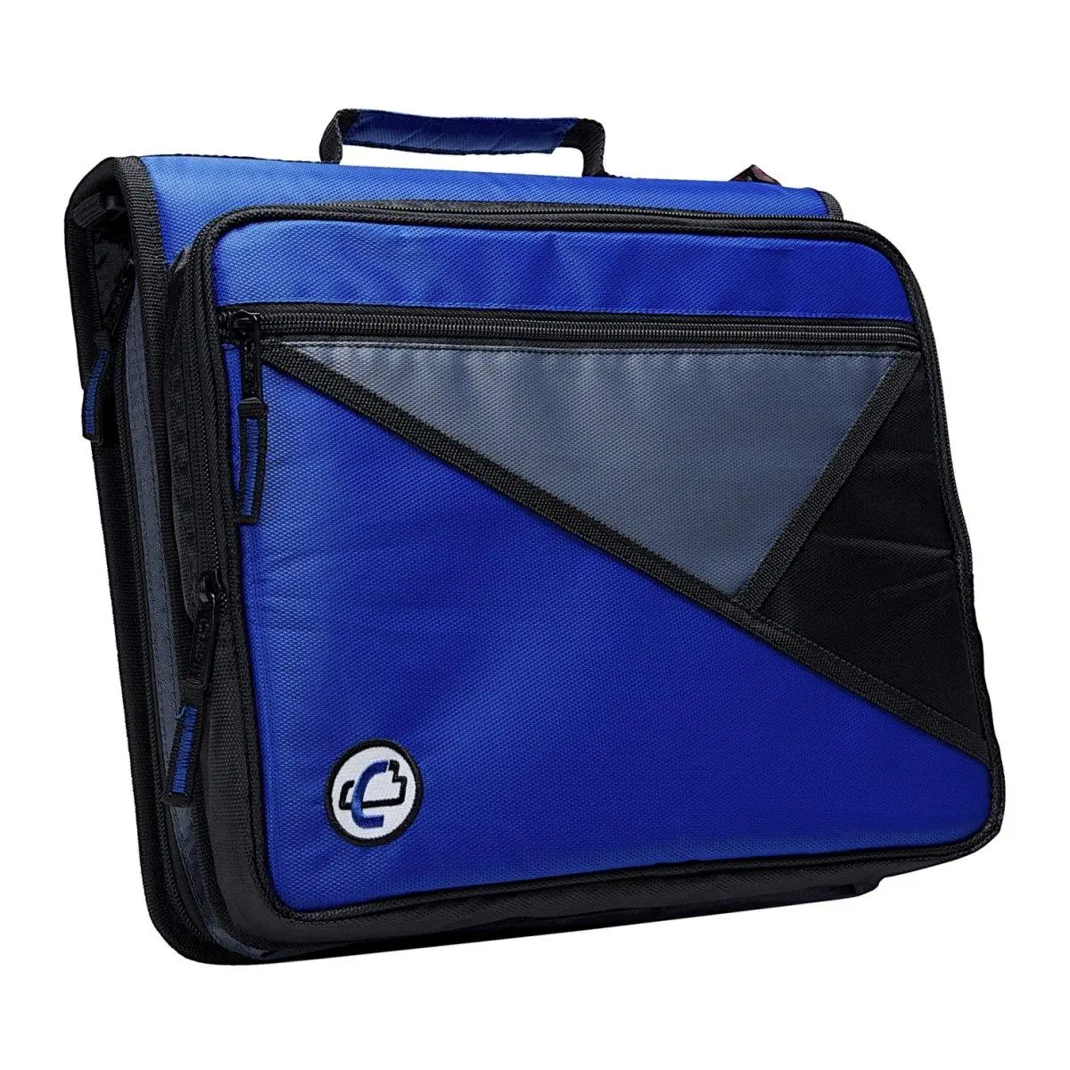 212 MAIN Unisex Business Square 2 In.. O-Ring Zipper Binder & Laptop Carryall, 400-Sheet Capacity, 1.97 lbs, Laptop Compartment, Shoulder Straps, Angled Zipper, Puncture-Proof Small Front Pouch - Blue