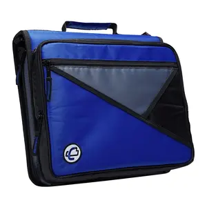 212 MAIN Universal Laptop Zipper Binder with O-Ring (2 in.), Shoulder Straps, Angled Zipper, Puncture-Proof Small Front Pouch - Blue