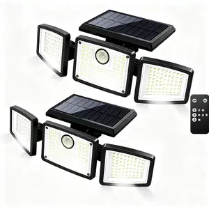 2-Pack Solar Motion Sensor LED Lights with Remote Control – Waterproof Security Lighting for Garage, Driveway & Backyard
