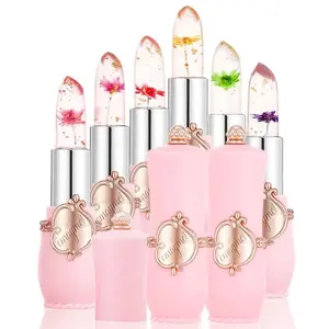 6-Piece Transparent Moisturizing Jelly Dry Flower Temperature-Changing Lipstick Set, Hydrating Color Changing Lip Balm Kit, Aesthetic
