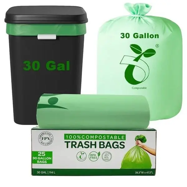 Compostable Trash Bags 30 Gallon Biodegradable Garbage Bags 25 Count