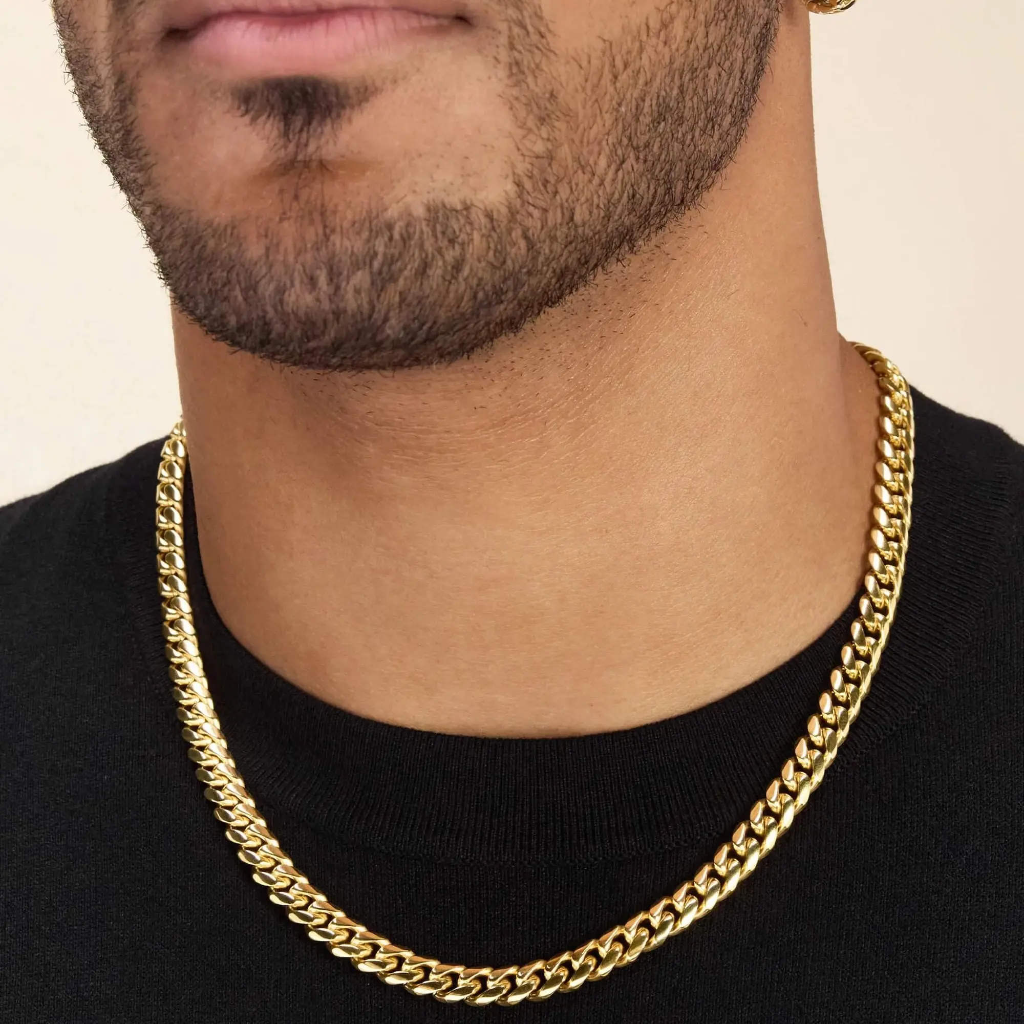 8mm 18K Gold Plated Cuban Link Chain for Men, Stainless Steel Heavy Duty Curb Necklace, Tarnish Resistant Real Gold Look Hip Hop Jewelry, 18-26 Inches
