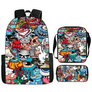 This high-quality three-piece fantasy graffiti backpack set is an essential travel companion, suitable for both men and women, lightweight and durable. It's also a perfect choice for holiday gifts, Halloween presents, or Christmas surprises. Cool graffiti