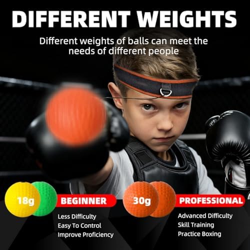 Boxing Reflex Ball Headband Set - 4-Pack Reflex Balls with 2 Adjustable Headbands for Boxing & MMA, Perfect for Improving Reaction Speed, Timing, Accuracy, Focus and Hand-Eye Coordination