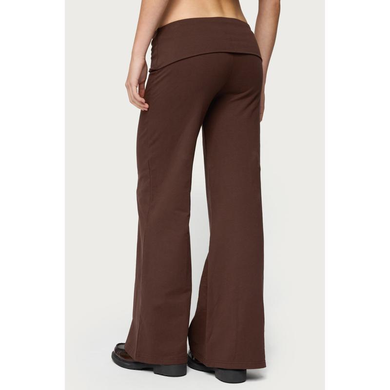Petite Wide Leg Fold Over Pants