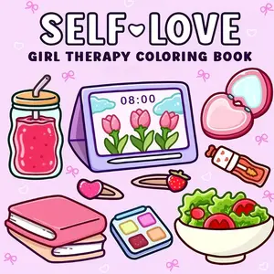 Self-Love Coloring Book Beginner friendly Stress Relief toy for kids teen and adults quality paper safe school supplies valentine's day gift Simple Chic design Present for friends family Girl Mindfulness Therapy Anxiety Relief