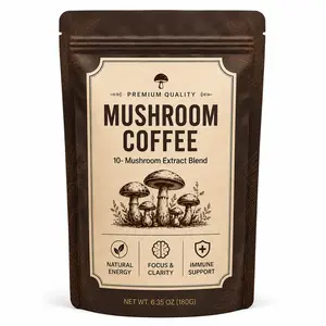 Premium 10-Mushroom Extract Coffee Blend Organic Instant Coffee for Focus & Energy Immune Support & Nootropic Brain Booster