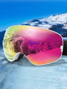 Fashion Ski Sunglasses, OTG Snowboard Goggles, Replaceable Anti-Fog Lenses, UV 400 Protection, Unisex Sporty Style, Fall & Winter Use, Outdoor Sports Sunglasses