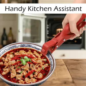 2Counts Hot Plate Gripper,Multi-Purpose Anti-Scald Tool for Bowls, Plates,Pans,Serving as Holder,Clip in Kitchen Red & Green.
