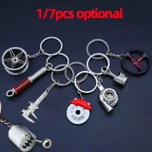 Creative Car Accessories Keychain for Bike Enthusiasts, Piston, Turbo, Wheel HUB, Gear Shift, Shock Absorber, Steering Wheel, Brake Disc Keychain