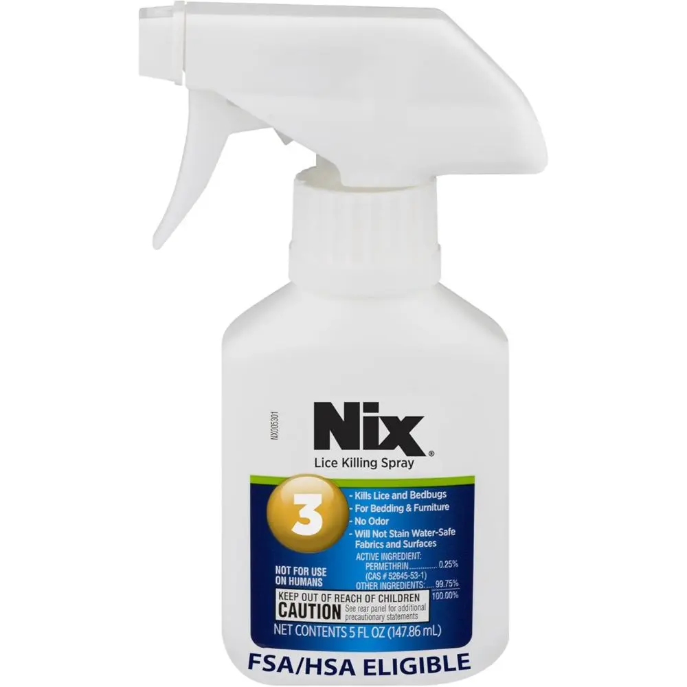 Nix Lice & Bed Bug Spray for Home Use, Kills Lice on Bedding & Furniture, Odor-Free & Non-Staining, 5 Fl Oz