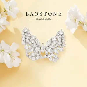 BAOSTONE -FROSTED BUTTERFLY RING-925 Silver Jewelry Ring Lab Created Artificial Gemstone #J344