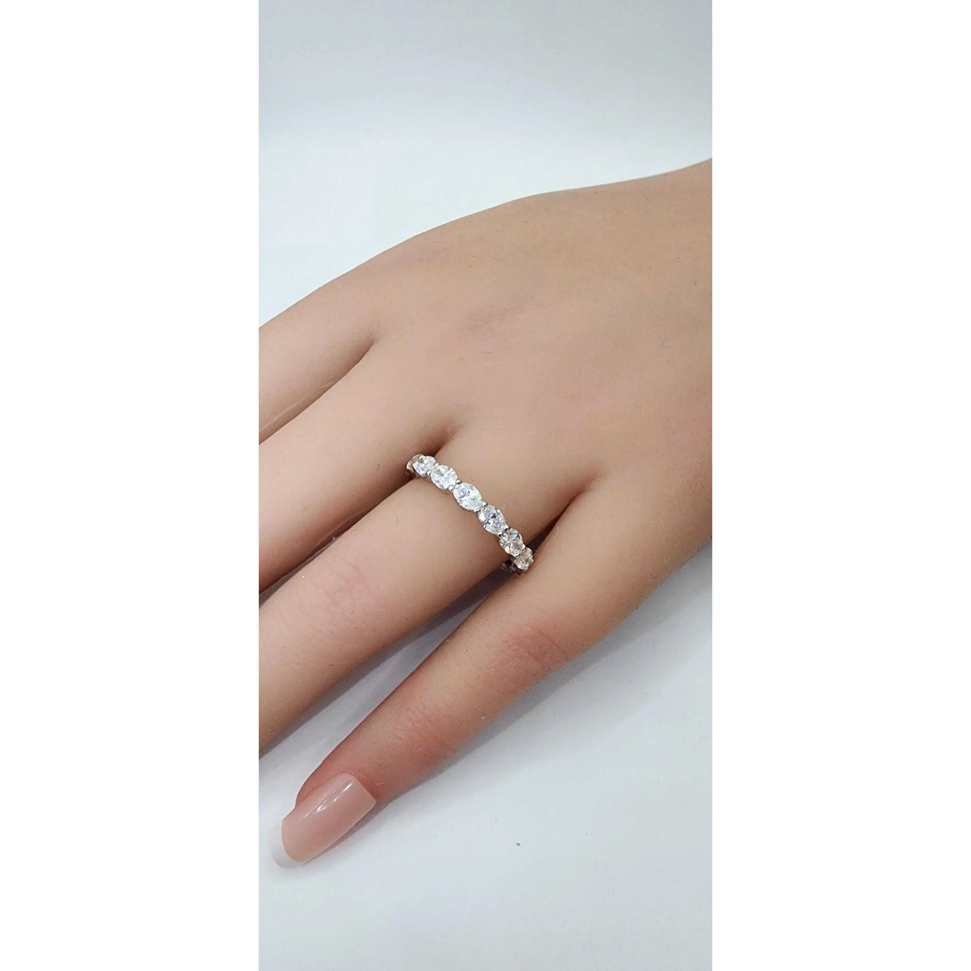 2 Carat Oval Lab Diamond Eternity Band | East/West Set, 14K White Gold