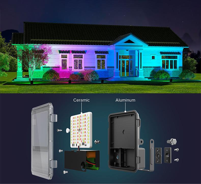 SANSI RGBW LED Outdoor Flood Lights 80W/120W/160W, Energy Efficient, Ideal for Pool Parties, Stage, & Landscape, IP66 Waterproof, 2-Pack, Perfect for Halloween , Halo Landscape Light, Outdoorfun Decorative